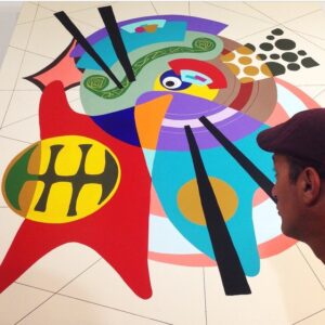 Torezan goal is to inspire the creativity of his audience through a mix of organic and geometric shaped with bold colors, motivating the viewers to create their own vision of his artwork.  